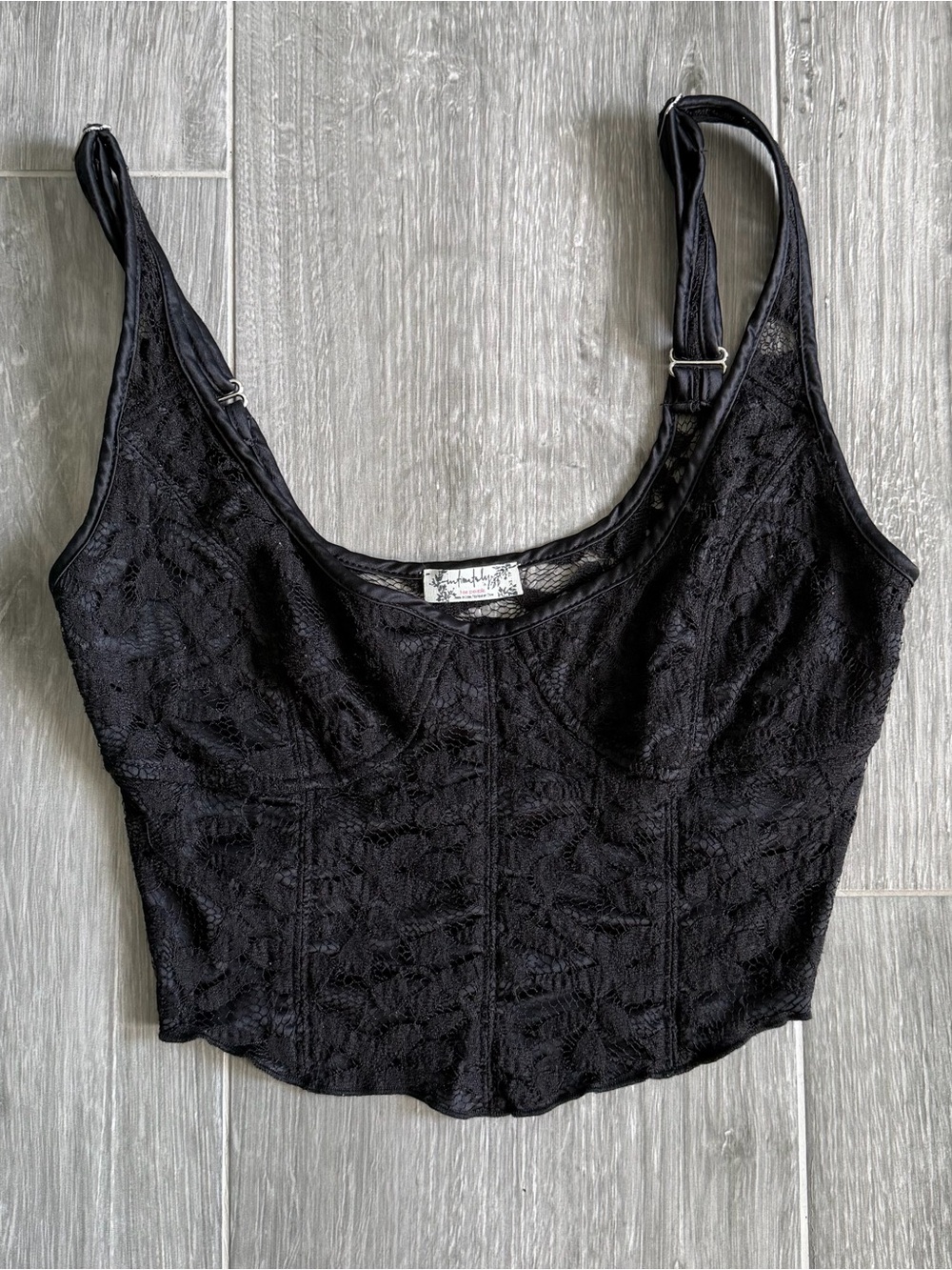 Free People Black Lace Crop Camisole
